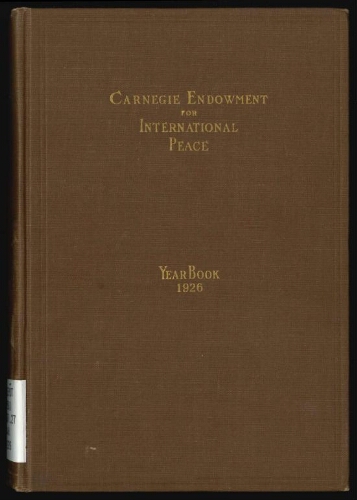 Carnegie Endowment for International Peace: Yearbook, 1926, n°15