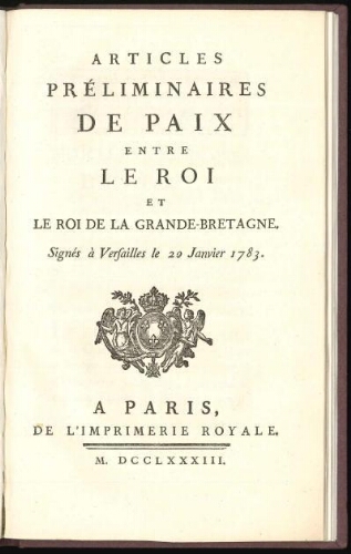 Articles préliminaires de paix entre le roi [de France] et le roi de la Grande-Bretagne