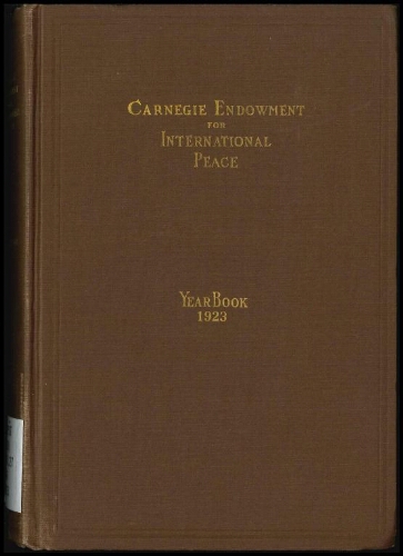 Carnegie Endowment for International Peace: Yearbook, 1923, n°12