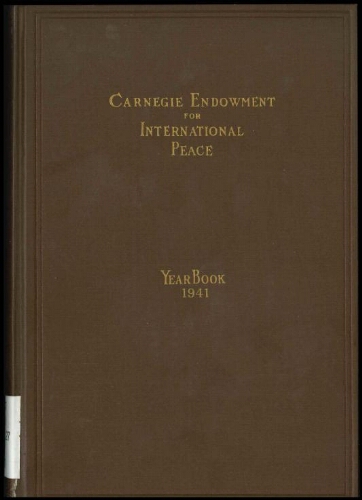 Carnegie Endowment for International Peace: Yearbook, 1941