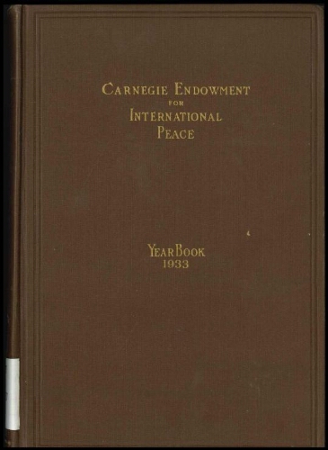 Carnegie Endowment for International Peace: Yearbook, 1933