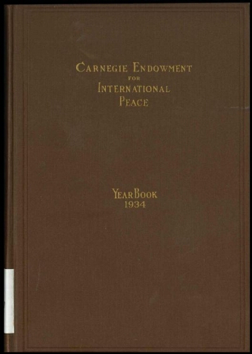Carnegie Endowment for International Peace: Yearbook, 1934