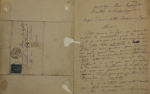 Manuscript letter of Louise Michel to Henri Rochefort after her return from New Caledonia (1880)