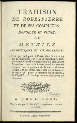 Trahison de Robespierre et de ses complices (1794)